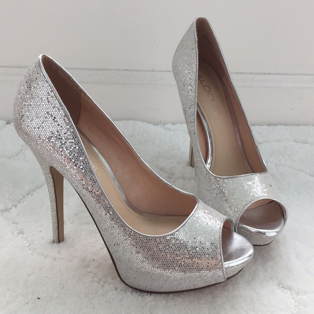 Aldo Silver High Heels Size 10